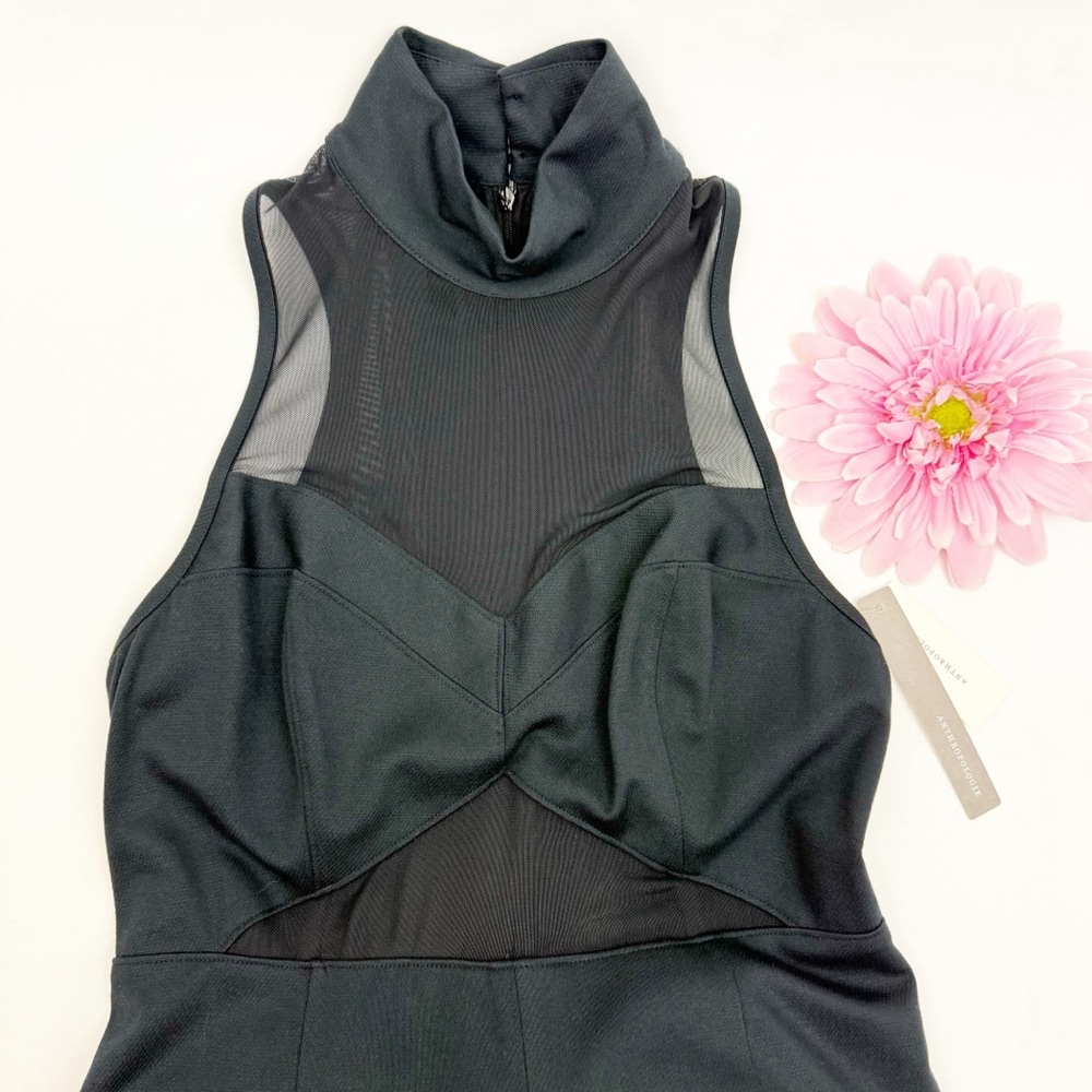 Maeve X Anthropologie Sheer Cutout Mesh Midi Dress Black Evening Event Party - Picture 6 of 12